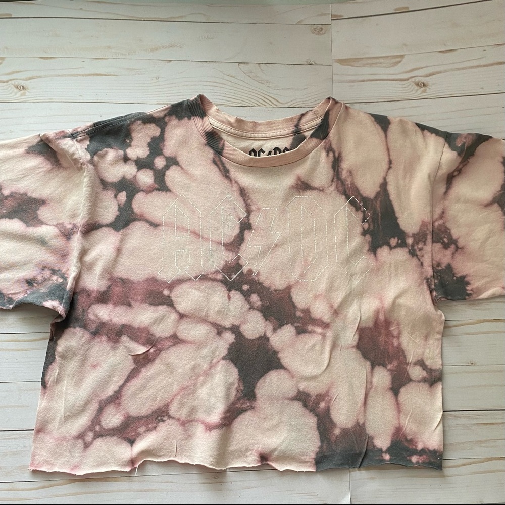 Tie-Dyed ACDC Distressed Tshirt Sz L
